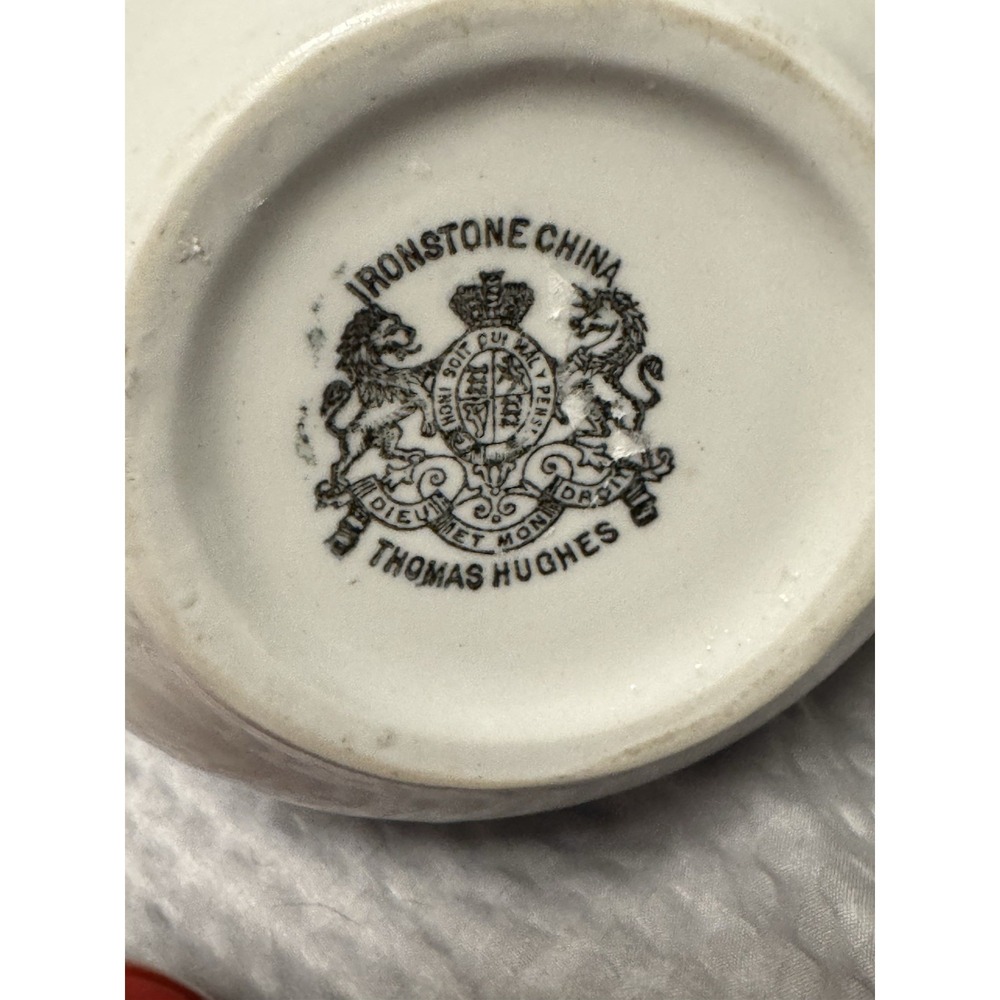 Vintage 1940-1960 Thomas Hughes Ironstone China Mustard Jam Pot Red Lid English - Picture 8 of 11